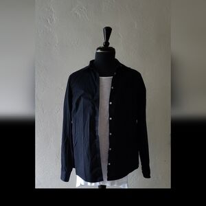 Lands End thin button-up blouse, black, women's size 10 Tall